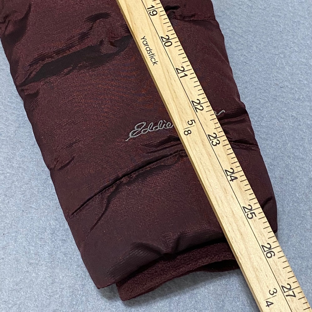 Eddie Bauer Womens Small Burgundy Down Puffer Parka Faux Fur Trim Hood Jacket - Picture 5 of 15